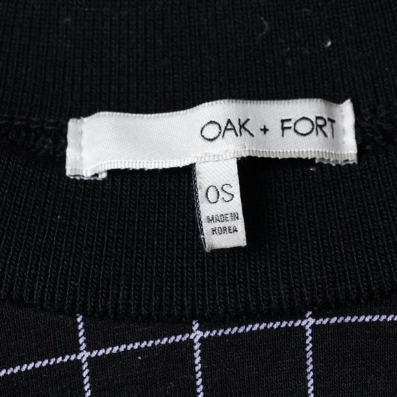 OAK + FORT Grid style long sleeve crewneck blouse - Picture 3 of 4